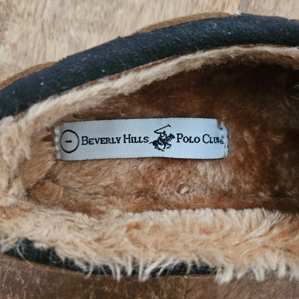 Beverly Hills Polo Club Moccasin Slippers Youth Size 1 Black Anti-Slip Sole